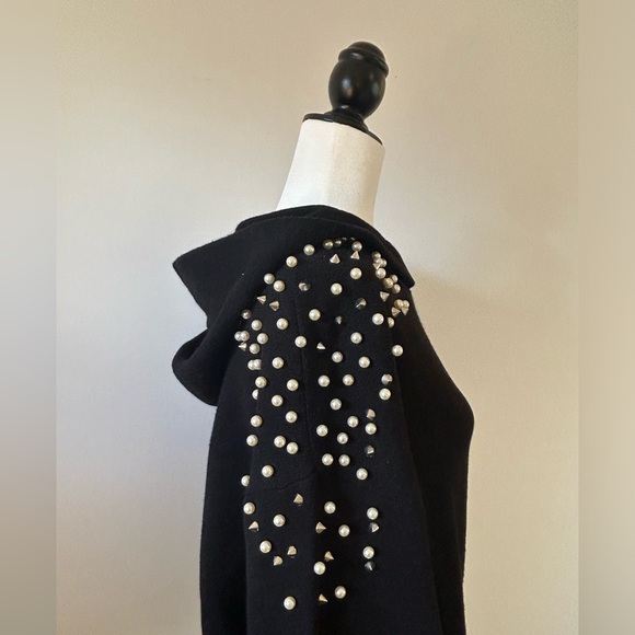 Zara Black Hooded Sweater with Pearls & Spikes - size Medium - Picture 4 of 7